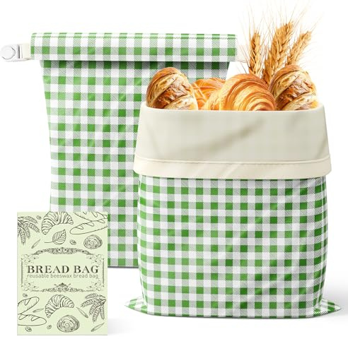 GCTGCT Large Beeswax Bread Bags for Sourdough, 13 W x 17 H Reusable Cotton Material, Ideal for Sourdough Bread Storage to Keep Fresh Lock Moisture Bread Boxes (2 Pack)