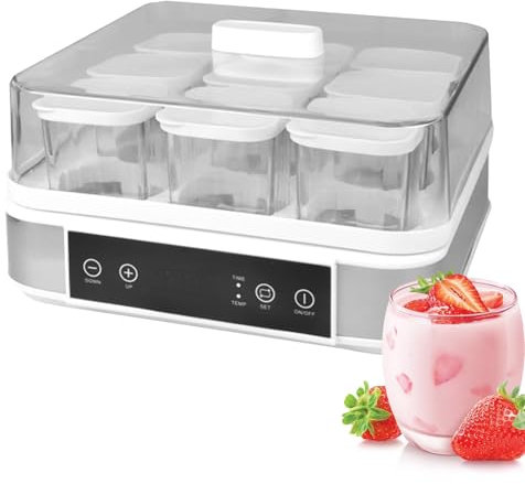 Yaourtière, Yaourtière Numérique, avec 9 Pots en Verre, avec ContrôLe de La Tempé Rature et Temps, pour Préparer des Desserts Maison Frais