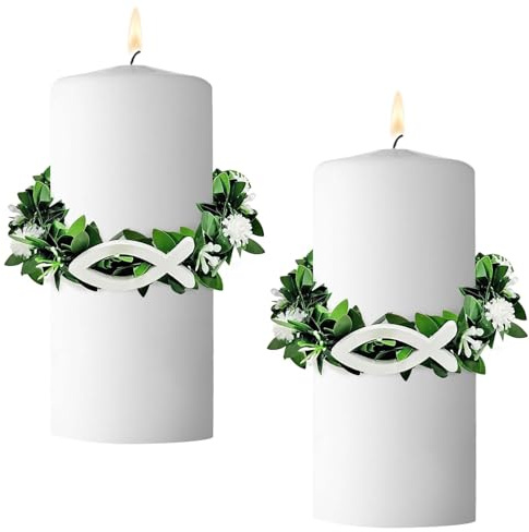 2 Stück Tropfschutz Taufkerze,Tropfschutz Kommunionkerze,Kerzen Tropfschutz Kommunion,Taufkerzen Kommunionkerzen Hochzeitskerzen,Kommunionkerze zubehör,für Kerze Kommunion Taufe Hochzeit Weiß