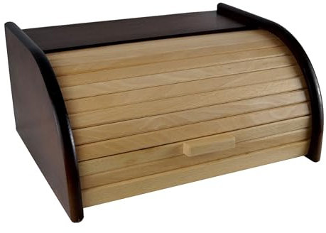PEEWIT Panera de madera grande de dos tonos para pan pan 40 x 29 x 18 centímetros