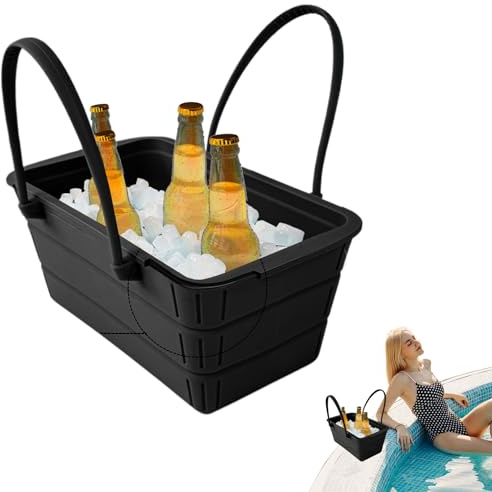 Seau De Boisson En Plastique Premium - Boissons Bucket Glacée Avec Des Poignées | Drinks Bucket | Baignoires De Boissons Pliables En Silicone Avec Poignée, Bloc De Glace Portable Moule Pour Rassemblem