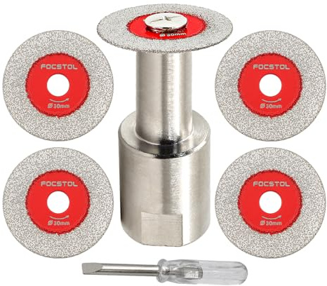FOCSTOL Disco Corte Vidrio - 5 piezas 30mm Disco Diamante para Cortar Vidrio y 1 pieza M14 Brida para Jade Mármol Granito Piedra Artificial Porcelanico Azulejo Cerámica