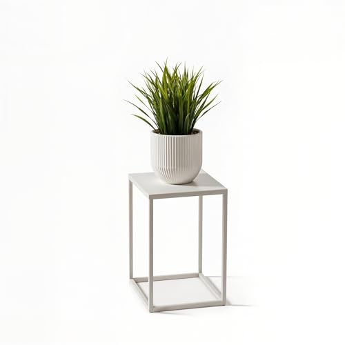 FRAMADO - Pflanzenständer Ferro - 24x24x40cm - Farbe Weiß - für Zimmerblumen - Metallregal - Dekorativer Tisch - Blumenständer - für Zimmerecke, Wohnzimmer, Balkon
