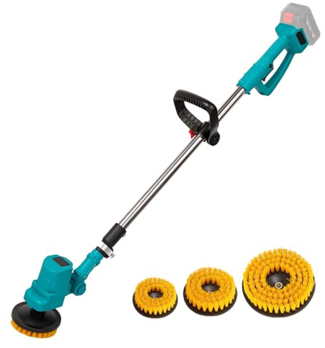 Akku Reinigungsbürste für Makita 18V Batterie,Electric Cleaning Brush mit austauschbaren Bohrbürstenköpfen,90-120cm Dehnbar Reinigungsbürste,für Badezimmer, Badewanne, Fliesen,Garten (ohne Akku)