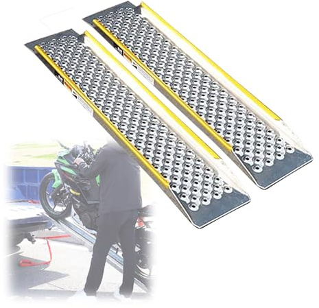 JINGJIAOPLSD Tragbare Aluminium Rampe Rollstuhl, rutschfest, 1 m Lang, Belastbar Bis 300 kg, Robuste Rampe für Treppen, Transporter und Dirtbikes, 2 Pack