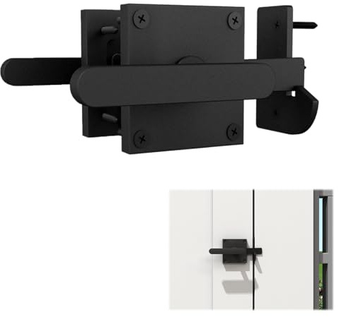 Ruaizel Doppelseitiger Torriegel, Robuste Schwingtürriegel, Zaunriegel, Torbeschläge für Holzzaun, Türriegel Riegelschloss Aluminium für Gartentor, Scheunentor, Holztüren, Zauntür (Schwarz)