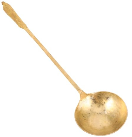 LIFKOME Cuillère à Soupe Ronde Cuivre Pur pour Peinture de Sucre Manche Long Ergonomique Résistant Chaleur Facile à Nettoyer pour Cuisine et Art Traditionnel