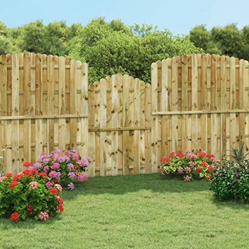 Portail de Jardin en Pin Imprégné, Porte de Clôture Arquée avec Design Rustique, Barrière de Sécurité Résistante, pour Jardin, Terrasse, Extérieur, Couleur Vert, Dimensions 100 x 150 cm