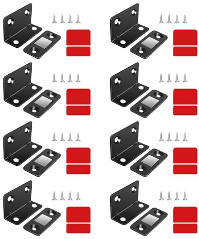 8 Stück Türmagnet, Möbelmagnete Selbstklebend Magnet Türschließer L-Shaped Schrankmagnete Magnetschnäpper mit Schrauben für Schubladen Kleiderschrank Schranktür Schiebetür