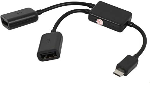 Lafeier Cable micro USB de host, micro USB macho a 2X tipo A doble USB hembra OTG adaptador convertidor Hub para tablet Android PC y teléfono inteligente, color negro