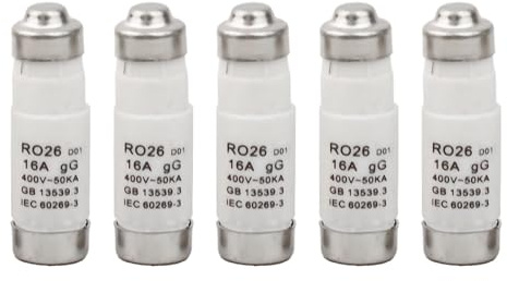 5 fusibles tipo espiral RO26 D01 de 400 V 50 kA para insertos de fusibles gG Diazed de 16 A para protección de cables y líneas