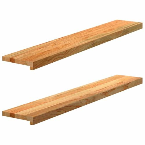 Generico Davanzali 2 pz Marrone Chiaro 120x20x2cm Legno Massello Rovere,Telai per finestre