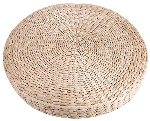 Zerodis 40cm Pouf Tatami Coussin Ronde Coussin de Sol Paille Méditation Tapis Doux de Yoga
