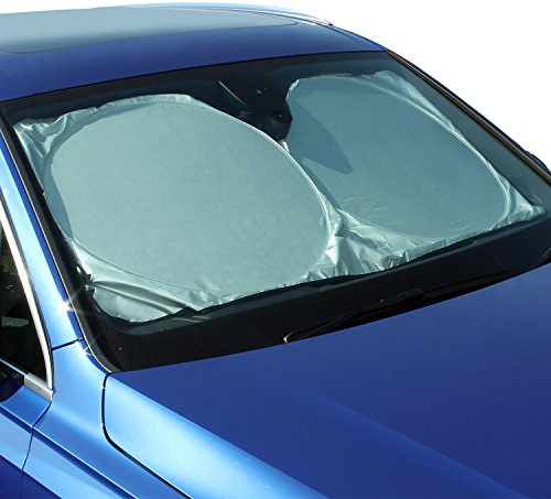 CampTeck U6834 Zusammenlegbarer Sonnenschutz Frontscheibe Auto-Sonnenschutz Windschutzscheibe UV Reflekor Schutz Universelle (148x70cm) mit Tragetasche