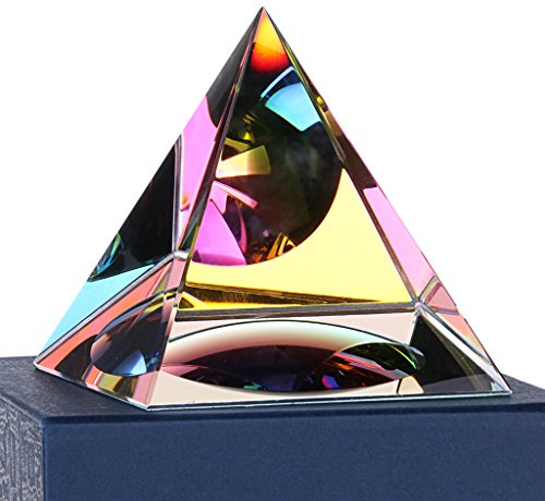 Sumnacon Kristall-Pyramide aus Glas, Regenbogenfarben, in Einer schönen Box, für Fotografie, Dekoration, Geschenk oder Presse etc. (100 mm)