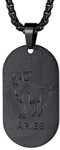 FaithHeart Collana Uomo Collana Nero Militare 12 Segni Zodiacali Collana Uomo Collana Personalizzata Nome Testo Incisione Collana Acciaio Inox Ciondolo Ovale Catena 55+5 CM Impermeabile Anallergico