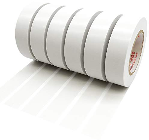 Maveek PVC Electrical Insulation Tape - 20m x 19mm (6 Pack White)