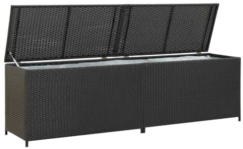 vidaXL Patio Storage Chest, Deck Box with Lid, Patio Cabinet, Storage Chest for Outdoor Cushions Throw Pillows Garden Tools Pool Supplies, Black