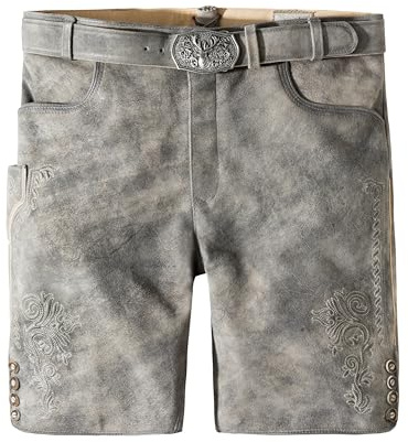 Stockerpoint Herren Lederhose Alois2 I Größe 44-56 I Bequeme Trachtenhose in edler Hirschoptik mit Gürtel I Aus 100% hochwertigem Wildbockleder I Perfekt für Trachten & Festlichkeiten