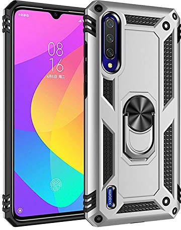 BestST Funda para Xiaomi Mi 9 Lite/Mi A3 Lite/Mi CC9, + HD Protector de Pantalla,Elegante Armadura híbrida Robusta Funda de Doble Capa de Alta Resistencia para PC Duro Caso con Anillo Grip,