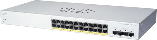CISCO Designed Business CBS220-24T-4G Smart Switch (24 Ports GE), 4 x 1 G SFP, 3 Jahre eingeschränkte Hardware-Garantie (CBS220-24T-4G-NA)