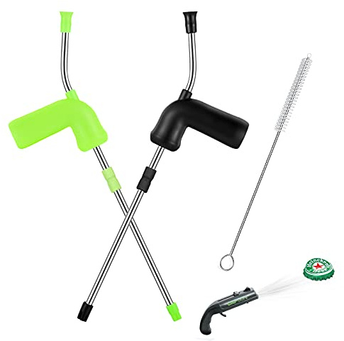 Bierspender, Bierschnorchel, Bierbong Biertrichter mit Flaschenöffner, tragbarer Scuba-Bier-Schnorchel, Multipack (schwarz und grün)