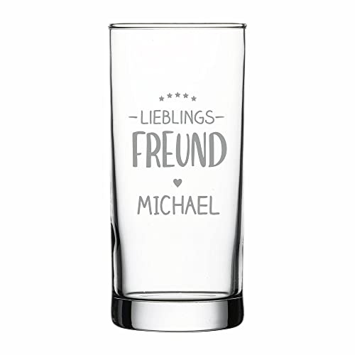 4you DESIGN Personalisiertes Longdrink-Glas mit Namen | Lieblings-Freund | Geschenk-Idee zu Weihnachten, Geburtstag, Mutter- & Vatertag | Saftglas Spülmaschinenfest | Persönliches Präsent | 485 ml