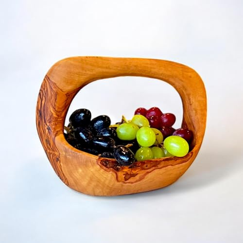 OLIVEART Frutero de madera de olivo con asa, 15 cm (15 cm)
