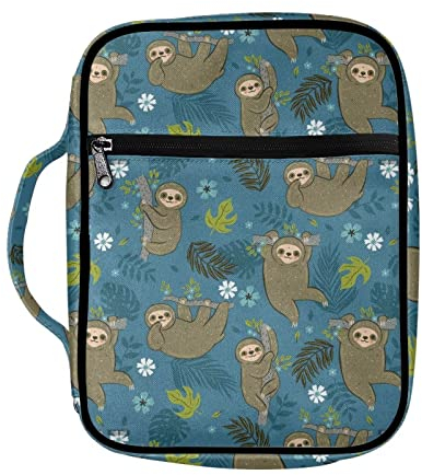 SEANATIVE Niedliches Tier-Faultier-Muster, Bibelhülle für Frauen und Mädchen, Bibeltasche mit Grifftasche