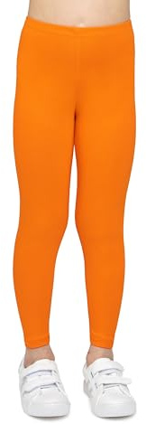 looksy Leggings en Coton Orange pour Filles Longueur Cheville Doux et Respirants Idéals pour École Danse Sport et Quotidien, 7 Ans (122 cm)