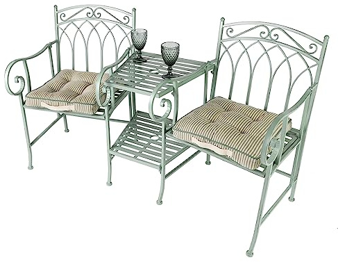 2 Seater Garden Bench with Table Green Garden Sofa Patio Set with Cushions