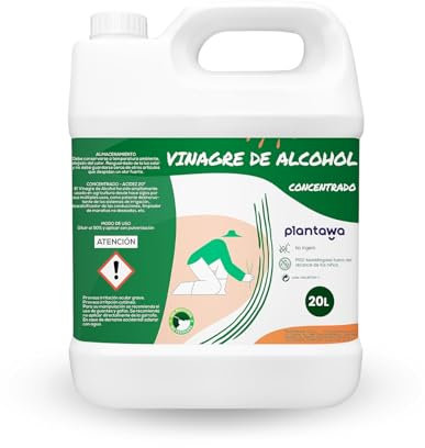 Plantawa Vinagre de Alcohol Concentrado 20 litros | Solución Natural para el Cuidado de Superficies | Acción Eficaz y Seguro | Desincrustante Calcáreo, Sin Residuo.