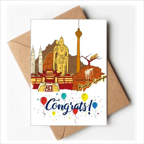Malaysia Kuala Lumpur Aquarell-Hochzeitskarten Glückwunsch Grußumschläge