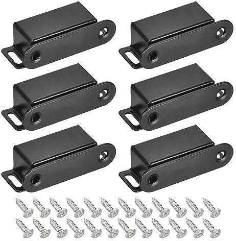 QUARKZMAN 6 Set Porta Gancio, Acciaio Inossidabile Ganci Porta Armadio 1.77 Armadio Chiusura per Porte Mobili Cucina Casa Armadio, Nero