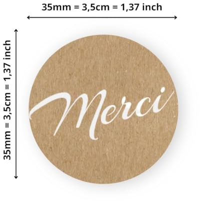 Avery - 140 Etiketten, rund, selbstklebend – 35 mm – Recyclingpapier – Krafteffekt – 4 Bögen A4 Dankesaufkleber für Hochzeit, Handwerk und Partys