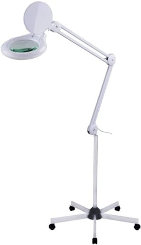 Lightakai LED Lupenleuchte, 8 Dioptrien Lupenlampe 24W Lupe mit Licht - Dimmbar Tischklemme Lampe mit Ständer und Rädern Für Kosmetikerinnen, Stickerinnen, Zahnärzte, Nagel-techniker usw