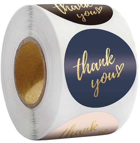 Westwolf 500 Round Thank You Stickers for Small Business - Thank You Stickers Roll- 1Inch Personalized Sticker for Gift Wrapping, Wedding, Birthdays