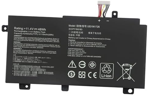 Ukkipower B31N1726 Replacement Battery For TUF Gaming FX505DT FX505DV FX505DU FX505DY FX505GT FX505DY FX505GE FX505GD FX505GM FX504GD FX504GE FX504GM TUF Gaming A15 FA506IU A17 FA706II Series