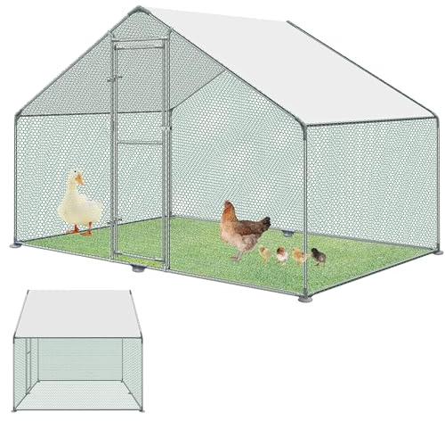 XINZI 6㎡ Recinto acciaio zincato, ombra e castello, gabbie pollame piccoli animali (3x2x2m)