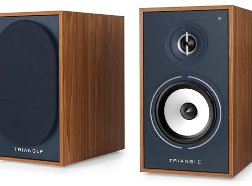 Triangle - Enceintes Actives BOREA BR02 Connect - Enceintes Bibliothèque Bluetooth avec Amplificateur 2X 50W - Audio HD - Entrées Phono/Platine TV Arc & USB - 176 x 310 x 274 mm - Bleu (Paire)