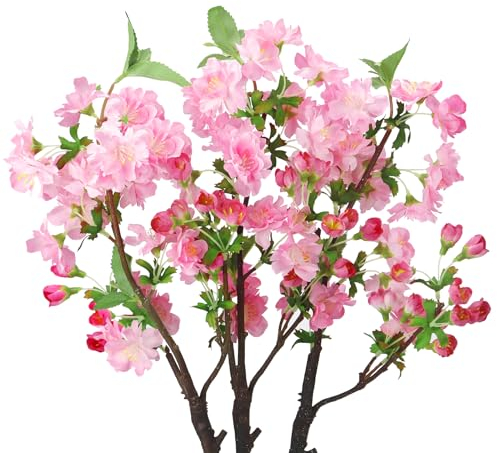 Künstliche Blumen Kunstblumen Wie Echt Frühling Dekoblume Kirschblüten Pfirsichblüte Kunstblume Rosa Artificial Flowers Seidenblumen Künstliche Zweige für Blumengesteck Home Dekoration 3 stück