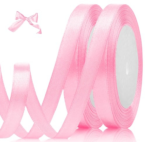 luckaide Satinband Rosa,44 Meters Seidenband,10MM Geschenkband Rosa, Rosa Band, Breit Satinband Rosa für Geschenk, Basteln, Nähprojekte, Haarschleifen, Brautstrauß, Hochzeits Dekoration