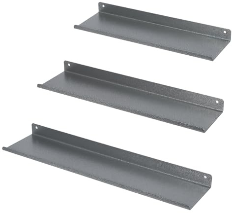 Uten Mensola da parete in metallo, 3 Pezzi mensole sospese, lunghezza 40/35/30 cm, mensole da parete per decorazioni, libri, soggiorno, cucina, bagno, Grigio con venature argentate