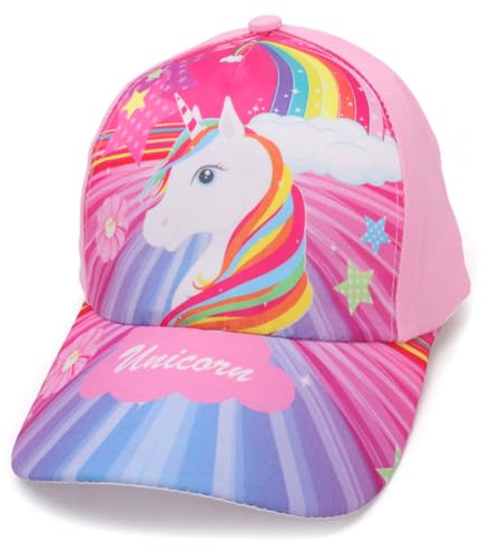 HSIXHAF 1 pcs Casquette de Baseball Filles Ajustable Chapeau de Soleil pour Enfants Casquette Enfant Fille, Rose coloré, Motif de Licorne