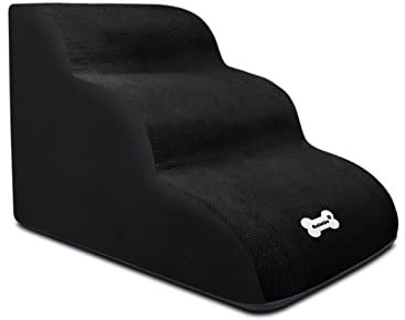 Galatée Hundetreppe, Weiche, Bequeme Haustiertreppe Mit Waschbarem Und Reißverschlussbezug, Einfach Zu Besteigende Hunderampenstufen, Hunderampen Für Schlafsofa(Schwarz)