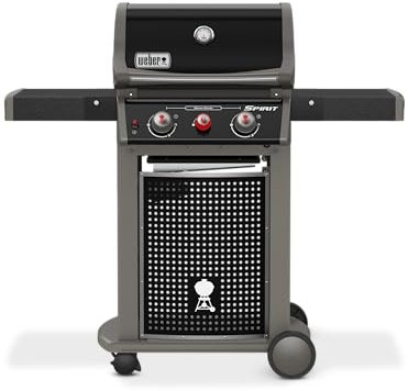 Weber Spirit Classic E-220S Gourmet Barbecue System Gas Barbecue / 2 Burners Including Sear Zone, Porcelain-Enamelled Lid and Cast Iron Cooking Grates, Foldable Side Tables, Durable Wheels, Black