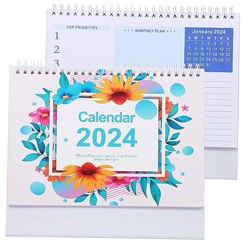 FUNOMOCYA Schreibtischkalender Mit Großen Blumenmotiven Praktischer Tischkalender Im Flip-design Für Büro Und Zuhause Zur Planung Von Terminen Und Erinnerungen