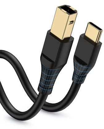 Printer Cable 6ft, Scanner USB C to USB B Cable for Epson, HP, Canon, Midi, Ethernet Print to Computer/Laptop/Pc-USB C MacBook Pro/Air/Mini,iPad Pro and Samsung Galaxy Midi Piano DAC Long Cord, 6 Foot