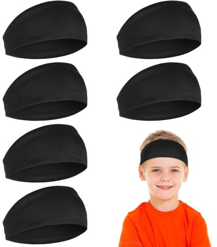 AOZUO 6 Stück Elastisches Stirnband Kinder,Schweißband Stirn Kinder,Rutschfestes Schweißbänder Sport Haarband Stirnbänder für Sport Feuchtigkeitstransport Yoga Joggen Laufen Radfahren Herren Damen
