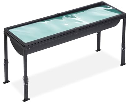 BUYYAH Livestock Water Trough, 39 Long Livestock Feeding Trough with Adjustable Stand, Easy to Assemble and Carry, Feeding Goats, Sheep, Horses, Chicken, Cattle, Alpacas in Farm